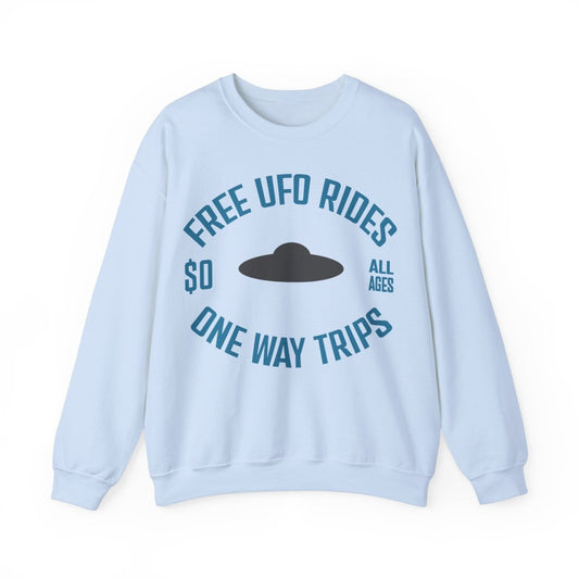 FREE UFO Rides Fleece Sweatshirt, Funny Aliens, Travel