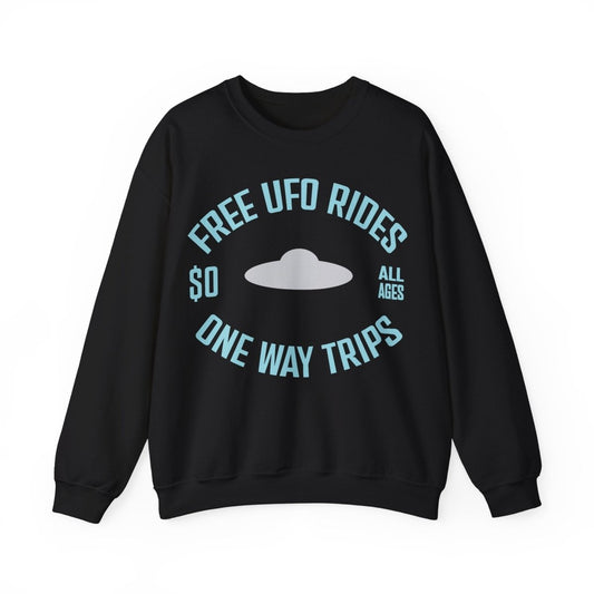 FREE UFO Rides Fleece Sweatshirt, Funny Aliens, Travel