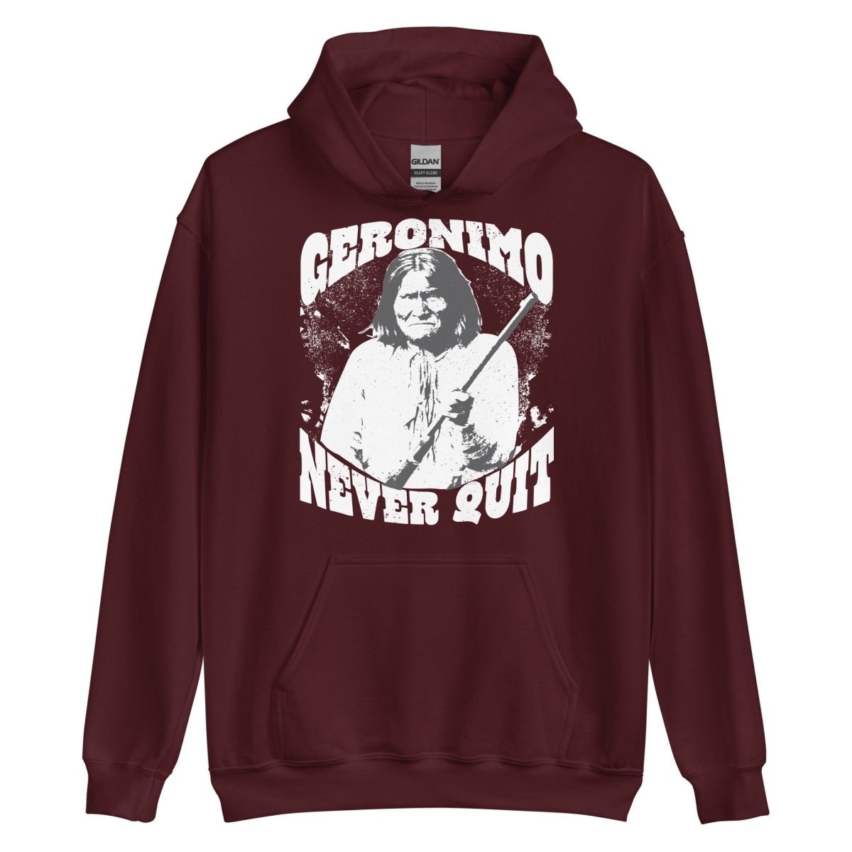 Geronimo, Never Quit Fleece Hoodie, Strength Inspiration, Warrior Spirit