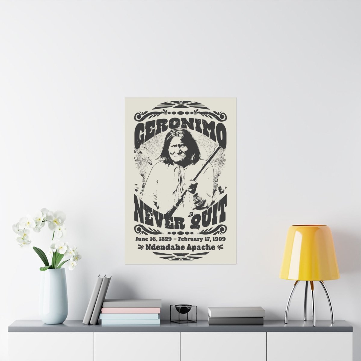 Geronimo Never Quit Premium Art Print, Keep Going Inspiration Gift