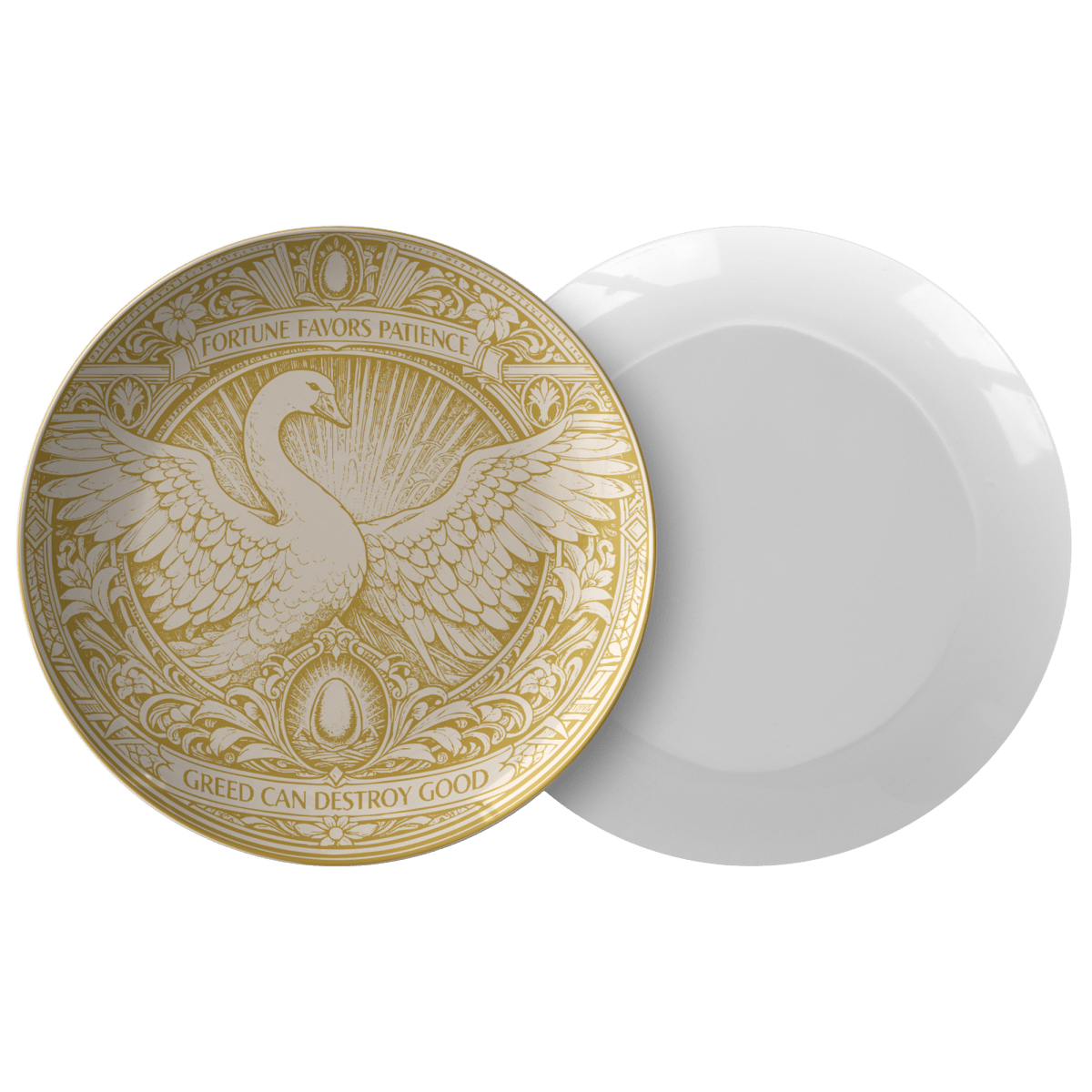 Golden Goose Egg Gift Avoid Greed Aesop Fable Polymer Plate for Fun Meals and Decor, Save with Sets