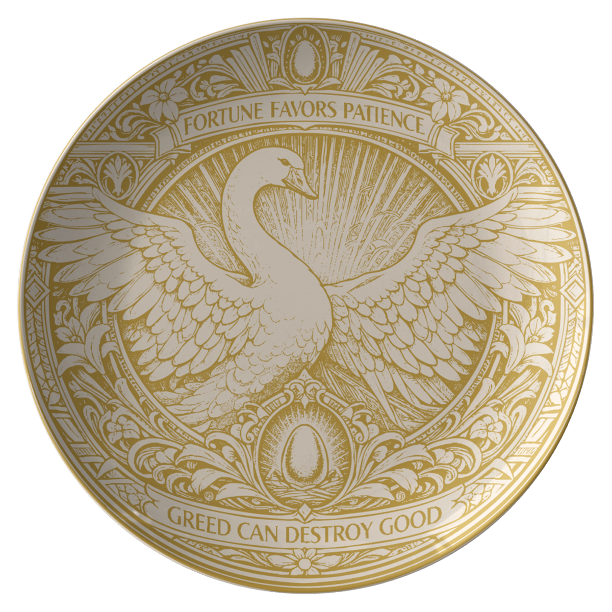 Golden Goose Egg Gift Avoid Greed Aesop Fable Polymer Plate for Fun Meals and Decor, Save with Sets