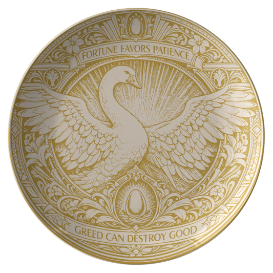 Golden Goose Egg Gift Avoid Greed Aesop Fable Polymer Plate for Fun Meals and Decor, Save with Sets