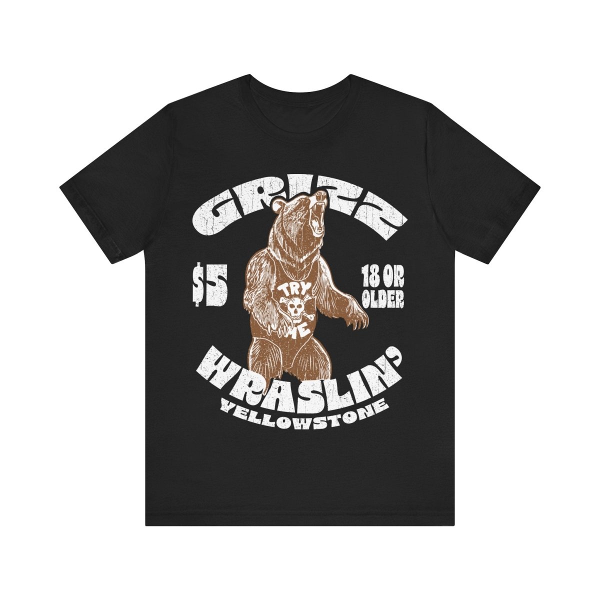 Grizzly Bear Wrestling Premium T-Shirt, He's A Hairy Bear To Deal With, Bad Boy, Yellowstone