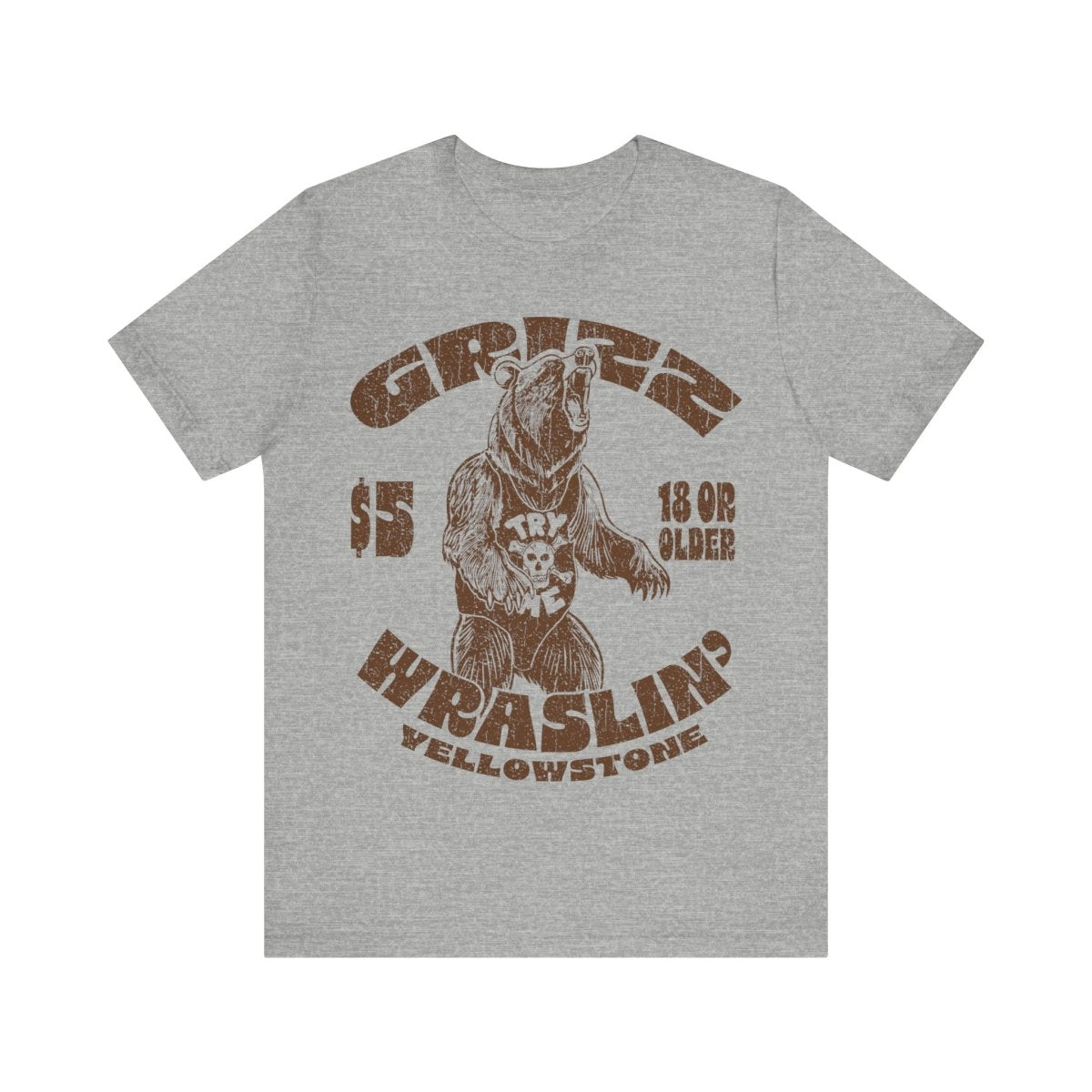 Grizzly Bear Wrestling Premium T-Shirt, He's A Hairy Bear To Deal With, Bad Boy, Yellowstone