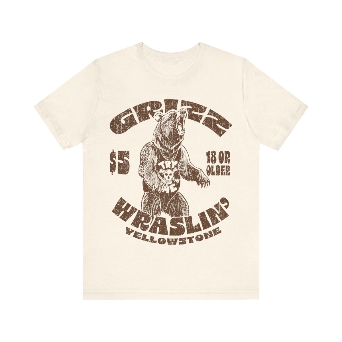 Grizzly Bear Wrestling Premium T-Shirt, He's A Hairy Bear To Deal With, Bad Boy, Yellowstone