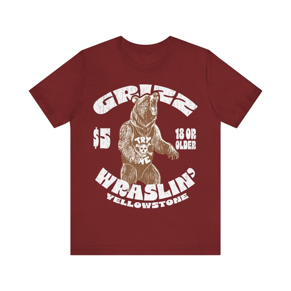 Grizzly Bear Wrestling Premium T-Shirt, He's A Hairy Bear To Deal With, Bad Boy, Yellowstone