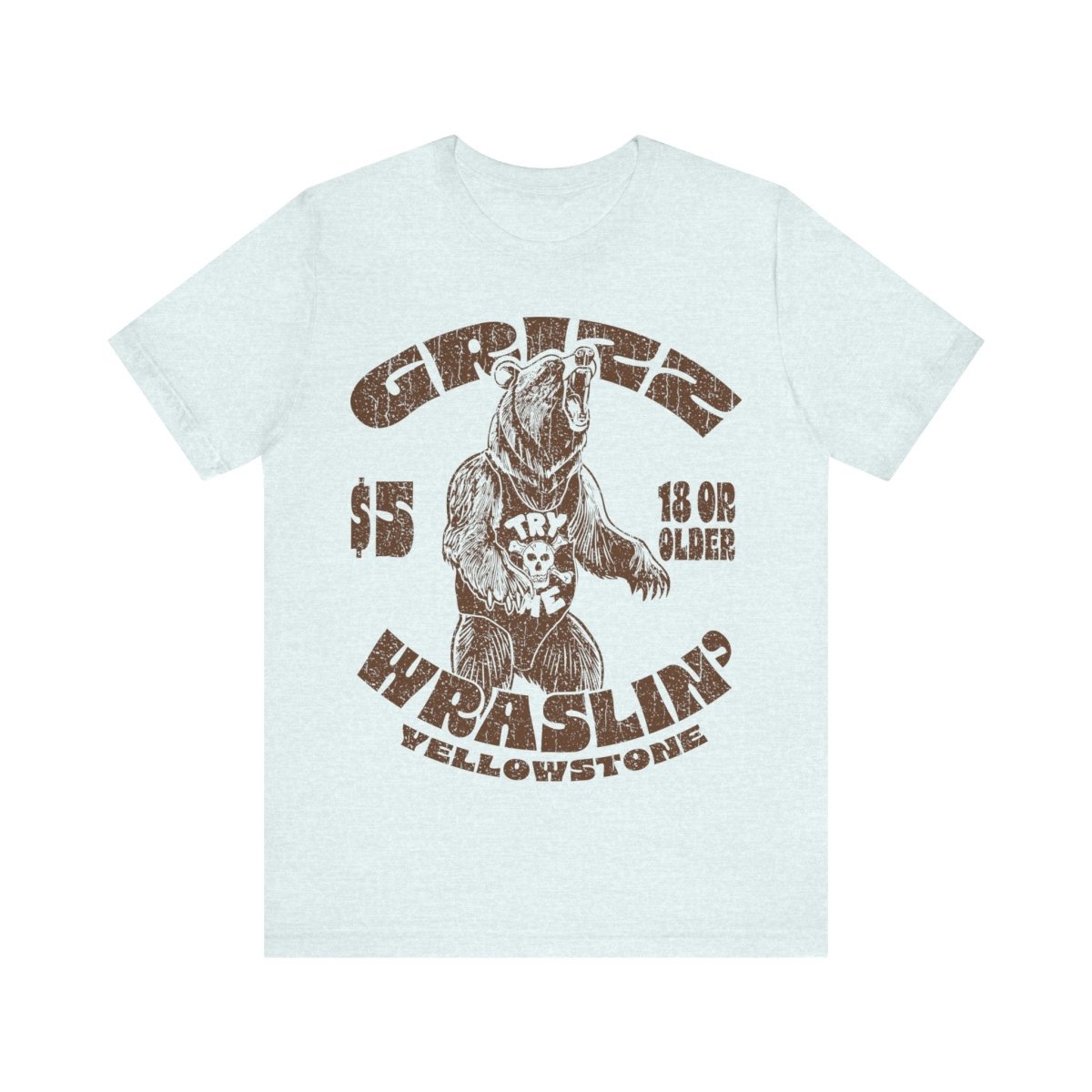 Grizzly Bear Wrestling Premium T-Shirt, He's A Hairy Bear To Deal With, Bad Boy, Yellowstone