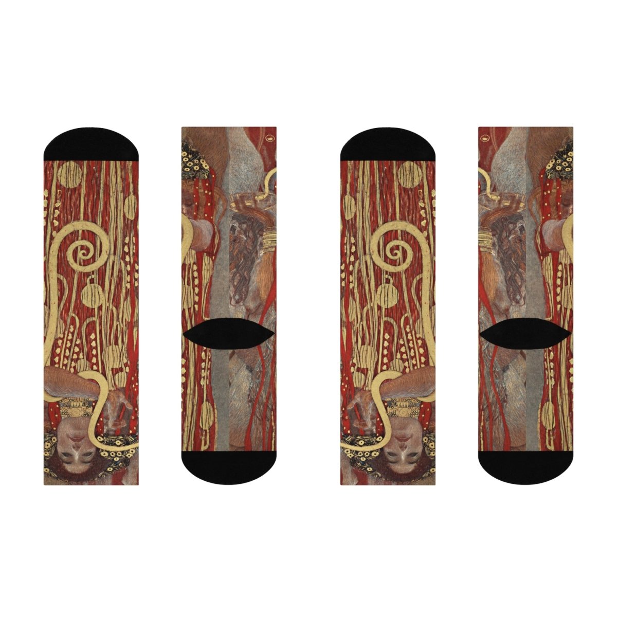 Gustav Klimt Art Fan Gift Hygieia Woman With Golden Snake Cushioned Crew Socks