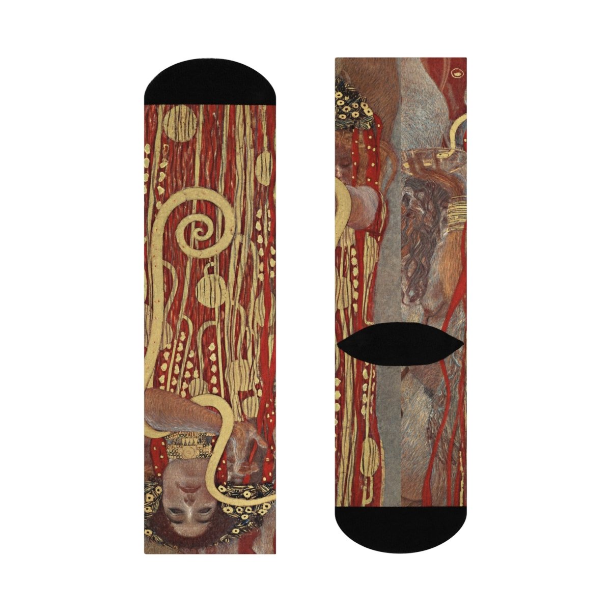 Gustav Klimt Art Fan Gift Hygieia Woman With Golden Snake Cushioned Crew Socks