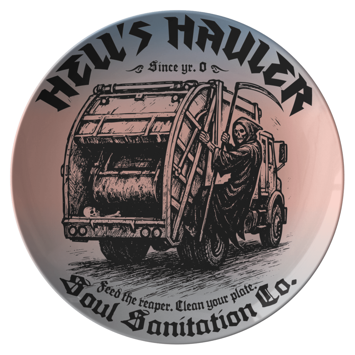 Healthy Eating Gift, Feed The Reaper Funny Kitchen Dark Humor Grim Reaper, Dining and Display Plate