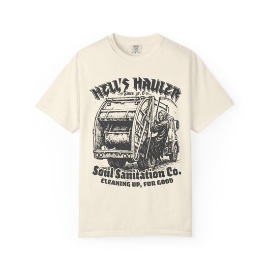 Hell's Hauler Spooky Dark Humor Gothic Graphic Novel Horror Movie Fan Alternative Fashion Gift Comfort Colors Relaxed Fit Tee Creepy Style