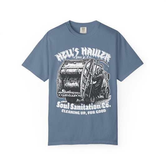 Hell's Hauler Spooky Dark Humor Gothic Graphic Novel Horror Movie Fan Alternative Fashion Gift Comfort Colors Relaxed Fit Tee Creepy Style
