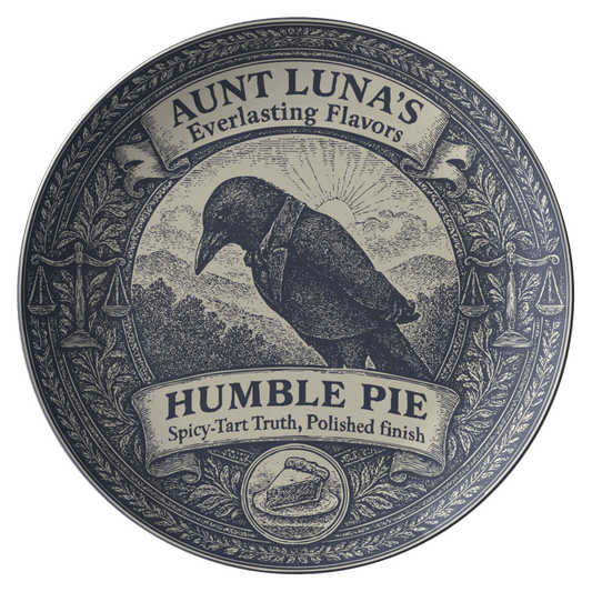I'm Sorry Gift Humble Pie Apology Crow Plate from Aunt Luna's Everlasting Flavors, 1 or Sets of 2, 4, Funny Foodie Restart