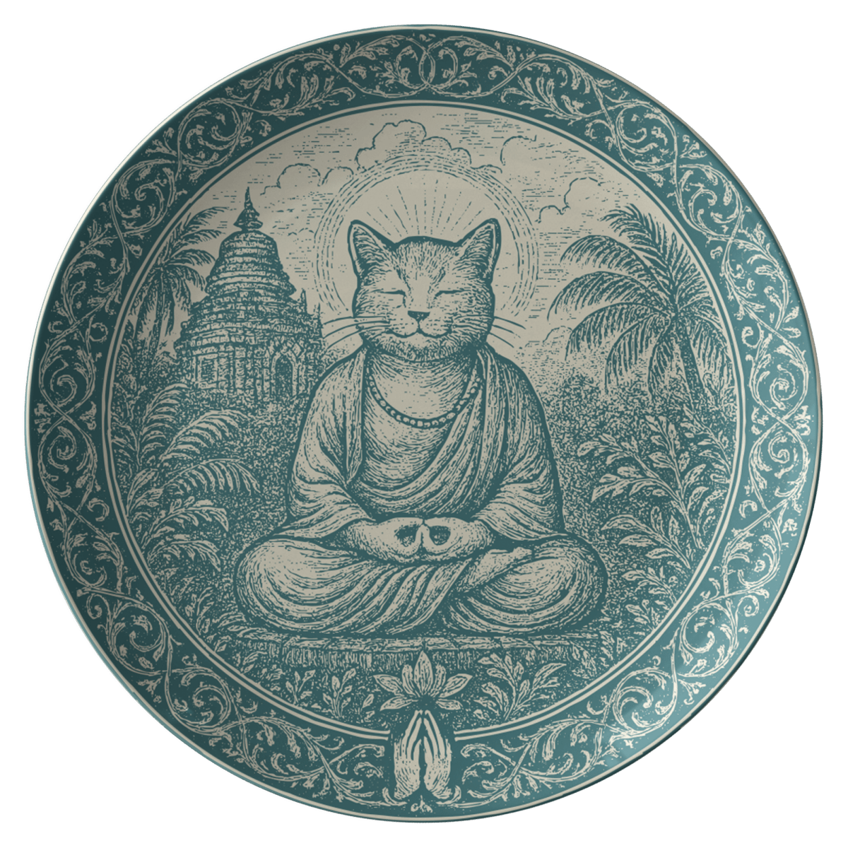 Inner Purr Cat Gift For Her Calm Contemplative Yoga Cute Plate for Fun Dining and Decor