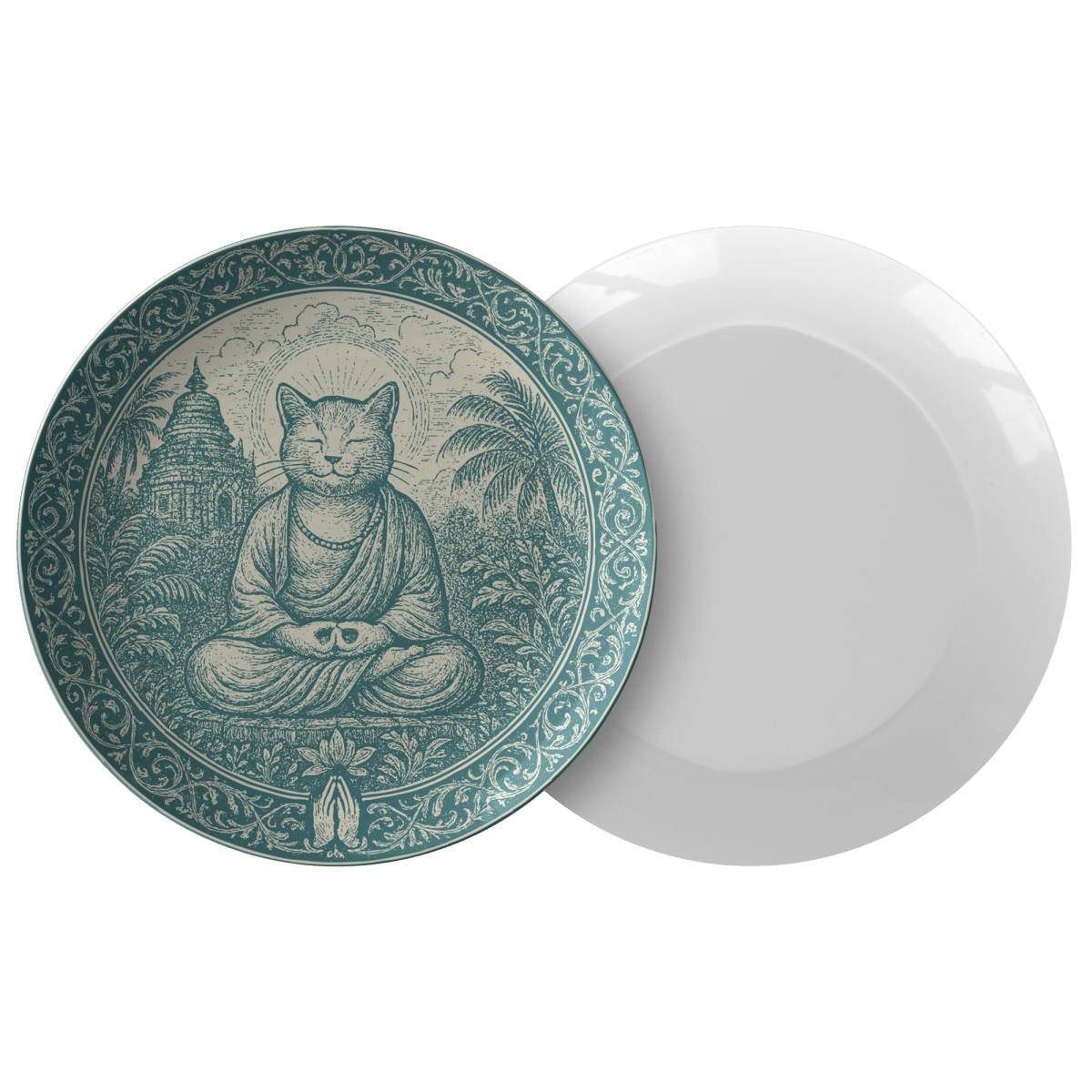 Inner Purr Cat Gift For Her Calm Contemplative Yoga Cute Plate for Fun Dining and Decor