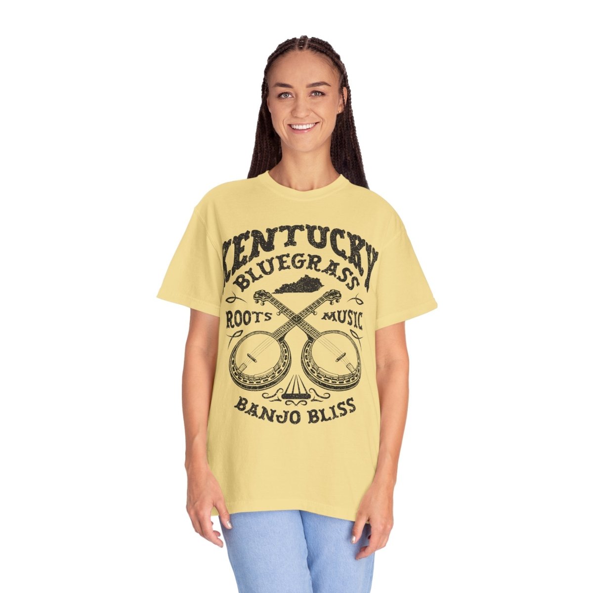 Kentucky Bluegrass Roots Music Comfort Colors Relaxed Fit Tee, Banjos