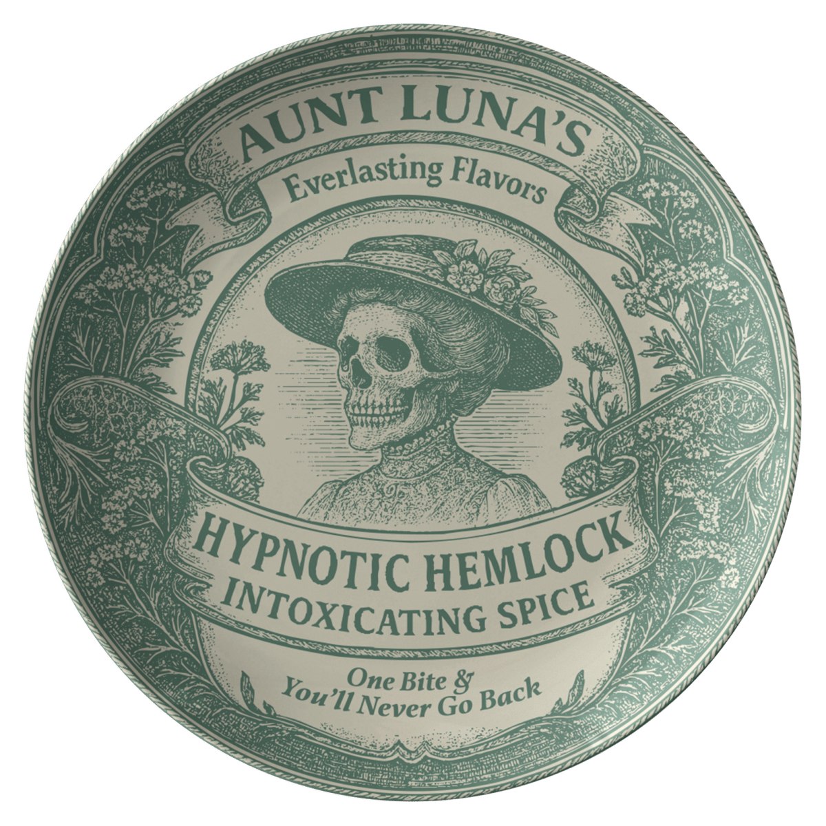 Kitchen Gift Poison Plate Hemlock from Aunt Luna's Everlasting Flavors, Dinnerware and Decor, 1 or Sets of 2, 4