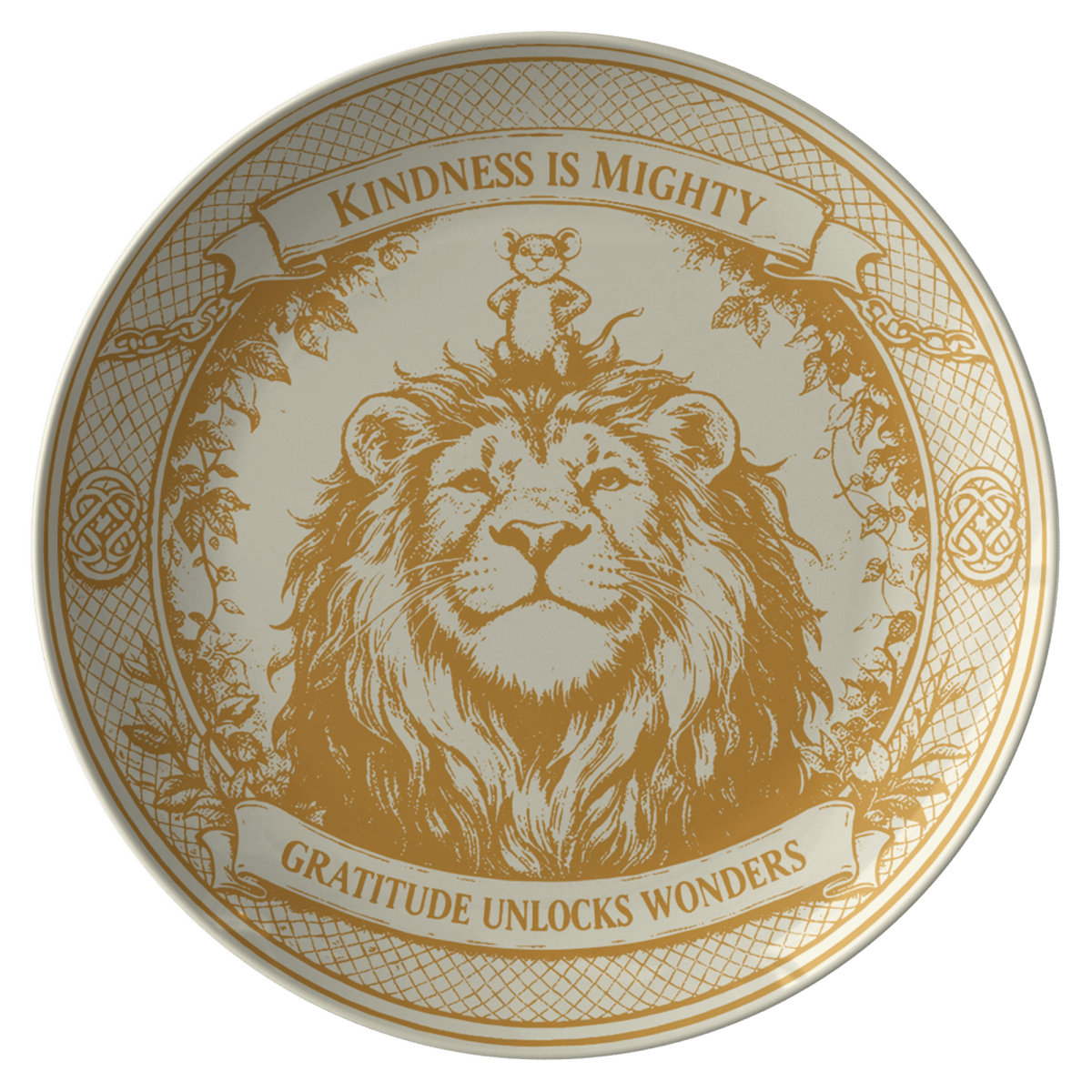 Lion & Mouse Kindness Creates Wonders Aesop Fable Plate for Fun Meals and Decor, Save with Sets