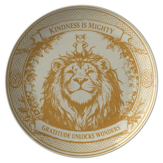 Lion & Mouse Kindness Creates Wonders Aesop Fable Plate for Fun Meals and Decor, Save with Sets