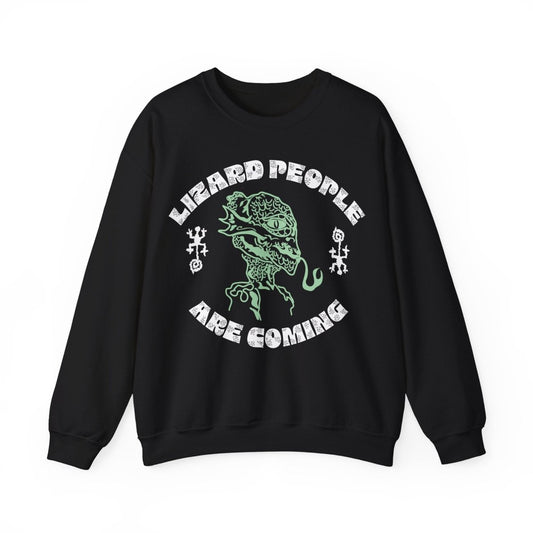 Lizard People Are Coming Fleece Sweatshirt, Beware Reptilians