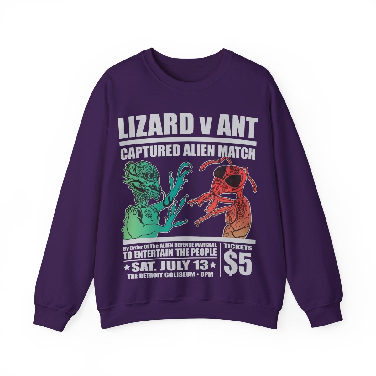 Lizard People v Ant People Captured Alien Grudge Match Event Fleece Sweatshirt