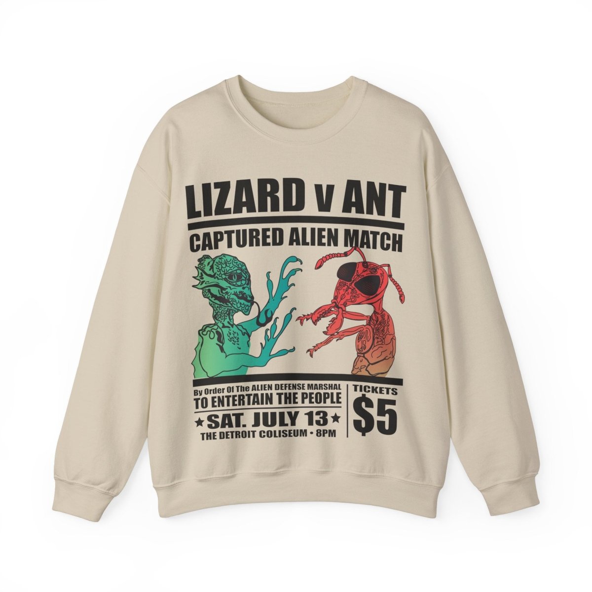 Lizard People v Ant People Captured Alien Grudge Match Event Fleece Sweatshirt