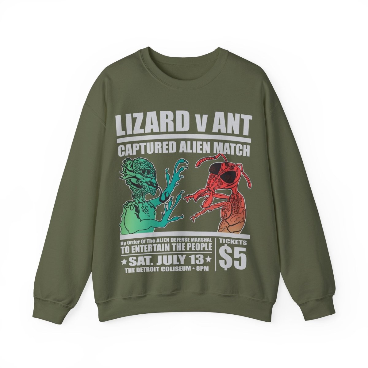 Lizard People v Ant People Captured Alien Grudge Match Event Fleece Sweatshirt