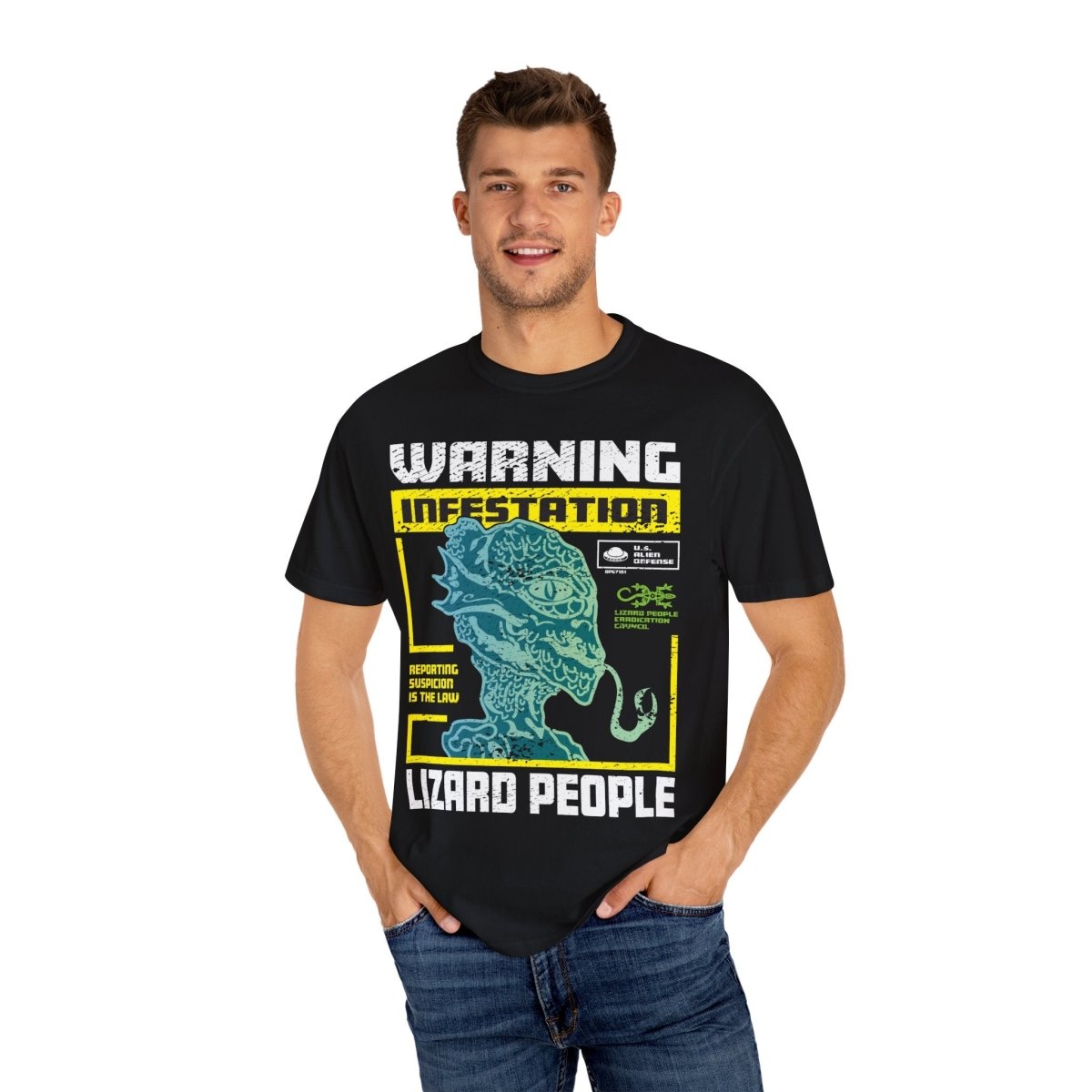 Lizard People Warning Comfort Colors Relaxed Fit Softy Tee