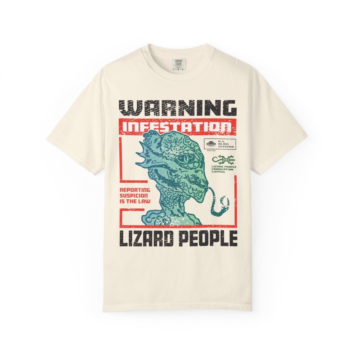Lizard People Warning Comfort Colors Relaxed Fit Softy Tee