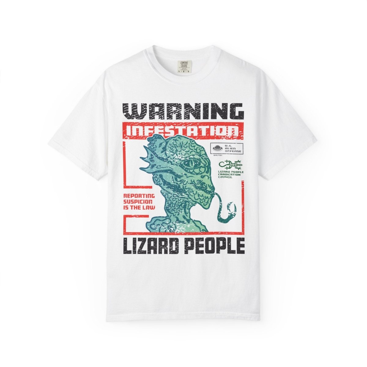 Lizard People Warning Comfort Colors Relaxed Fit Softy Tee