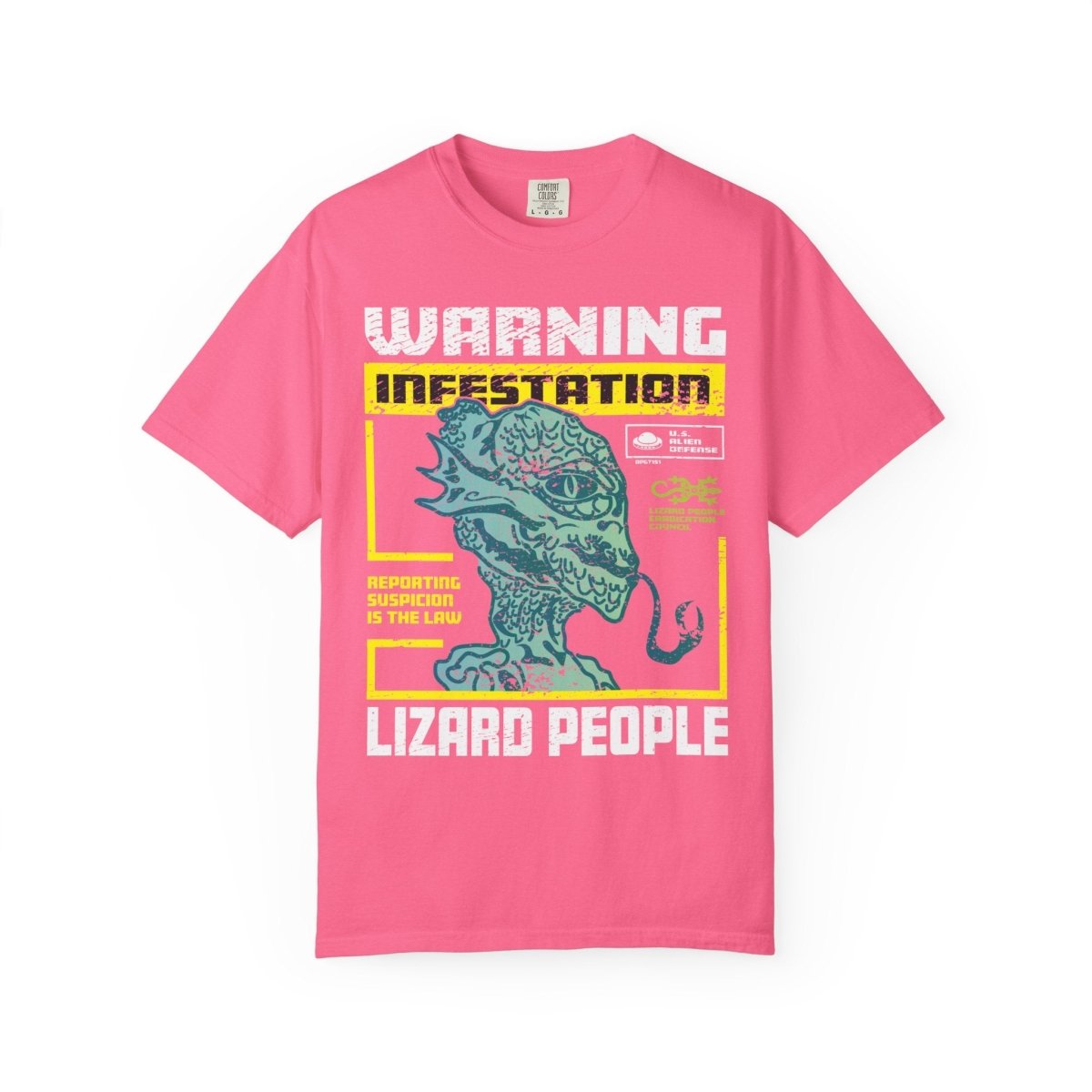 Lizard People Warning Comfort Colors Relaxed Fit Softy Tee