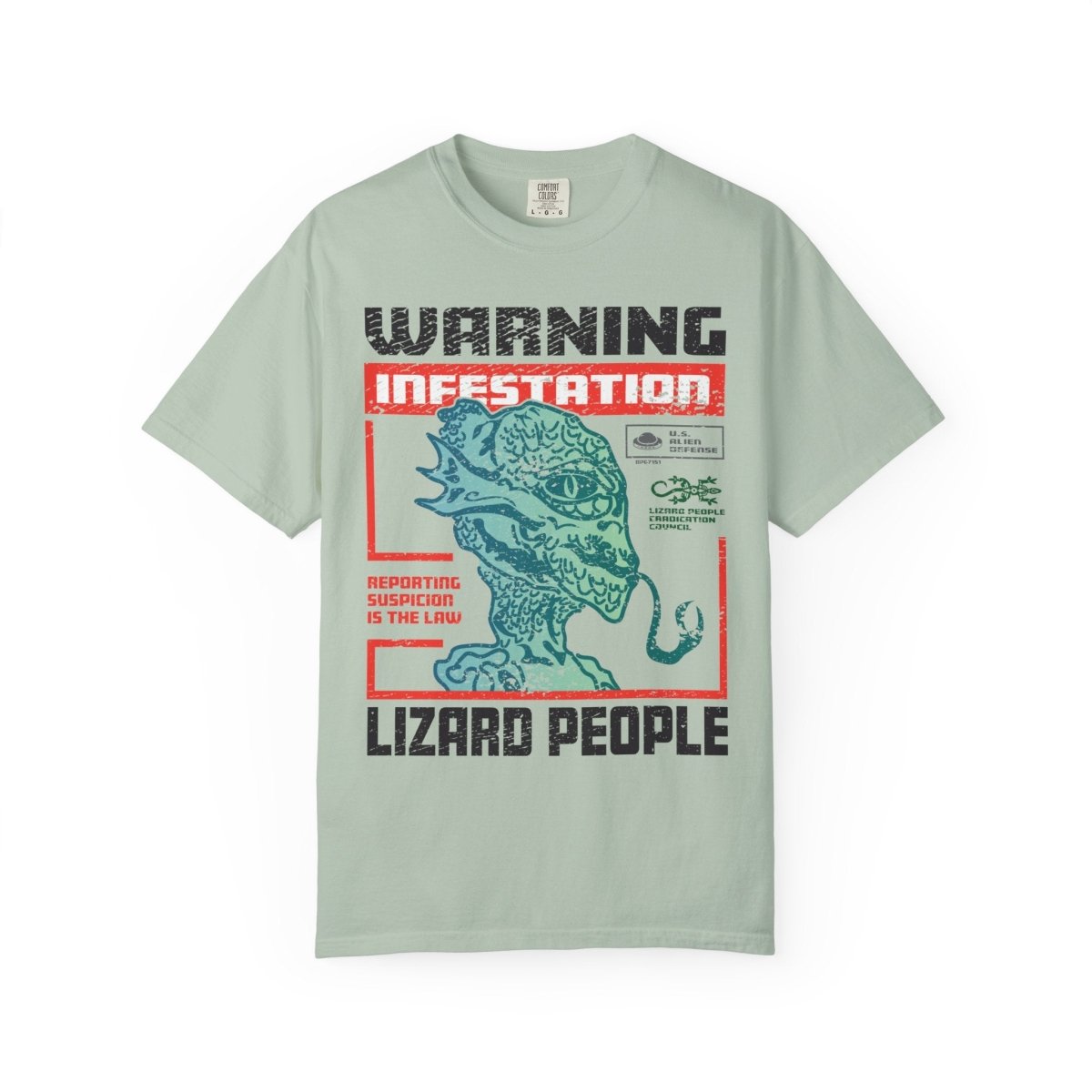 Lizard People Warning Comfort Colors Relaxed Fit Softy Tee
