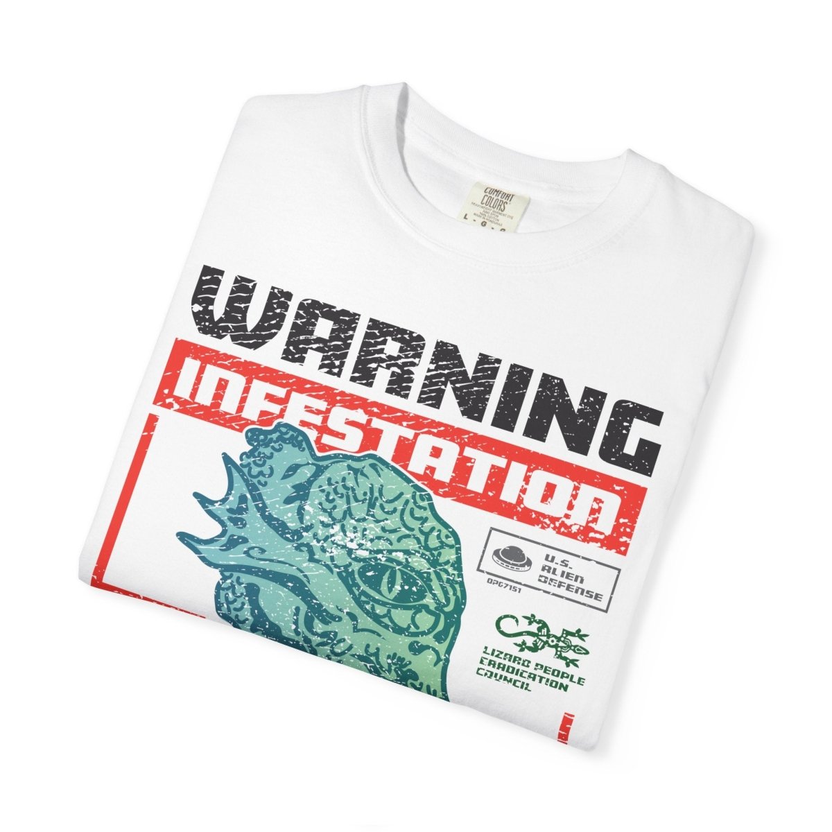 Lizard People Warning Comfort Colors Relaxed Fit Softy Tee