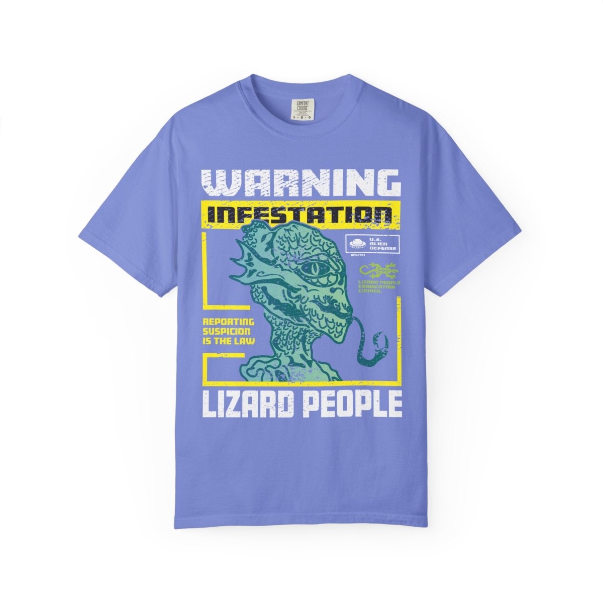 Lizard People Warning Comfort Colors Relaxed Fit Softy Tee