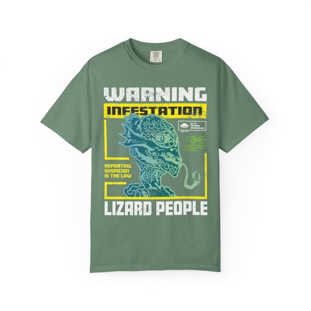 Lizard People Warning Comfort Colors Relaxed Fit Softy Tee