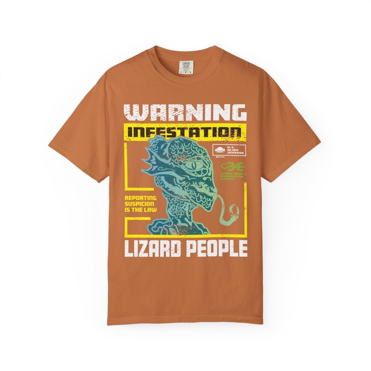 Lizard People Warning Comfort Colors Relaxed Fit Softy Tee