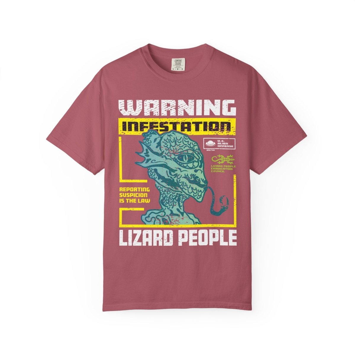 Lizard People Warning Comfort Colors Relaxed Fit Softy Tee