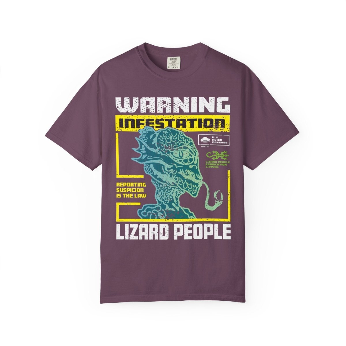 Lizard People Warning Comfort Colors Relaxed Fit Softy Tee
