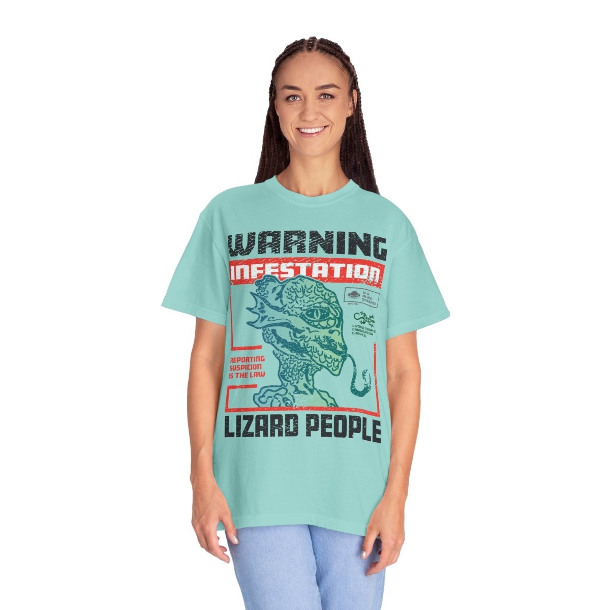 Lizard People Warning Comfort Colors Relaxed Fit Softy Tee