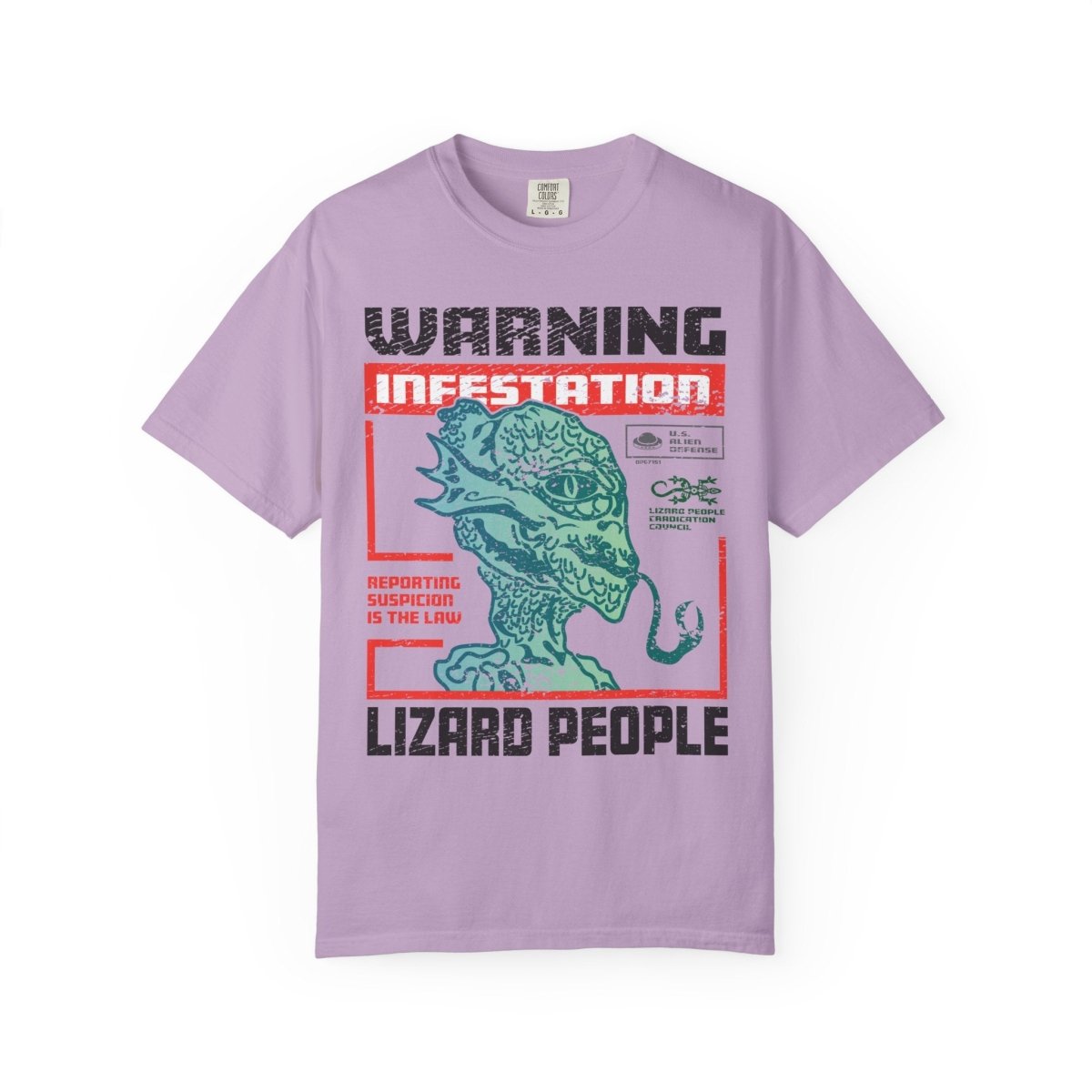 Lizard People Warning Comfort Colors Relaxed Fit Softy Tee