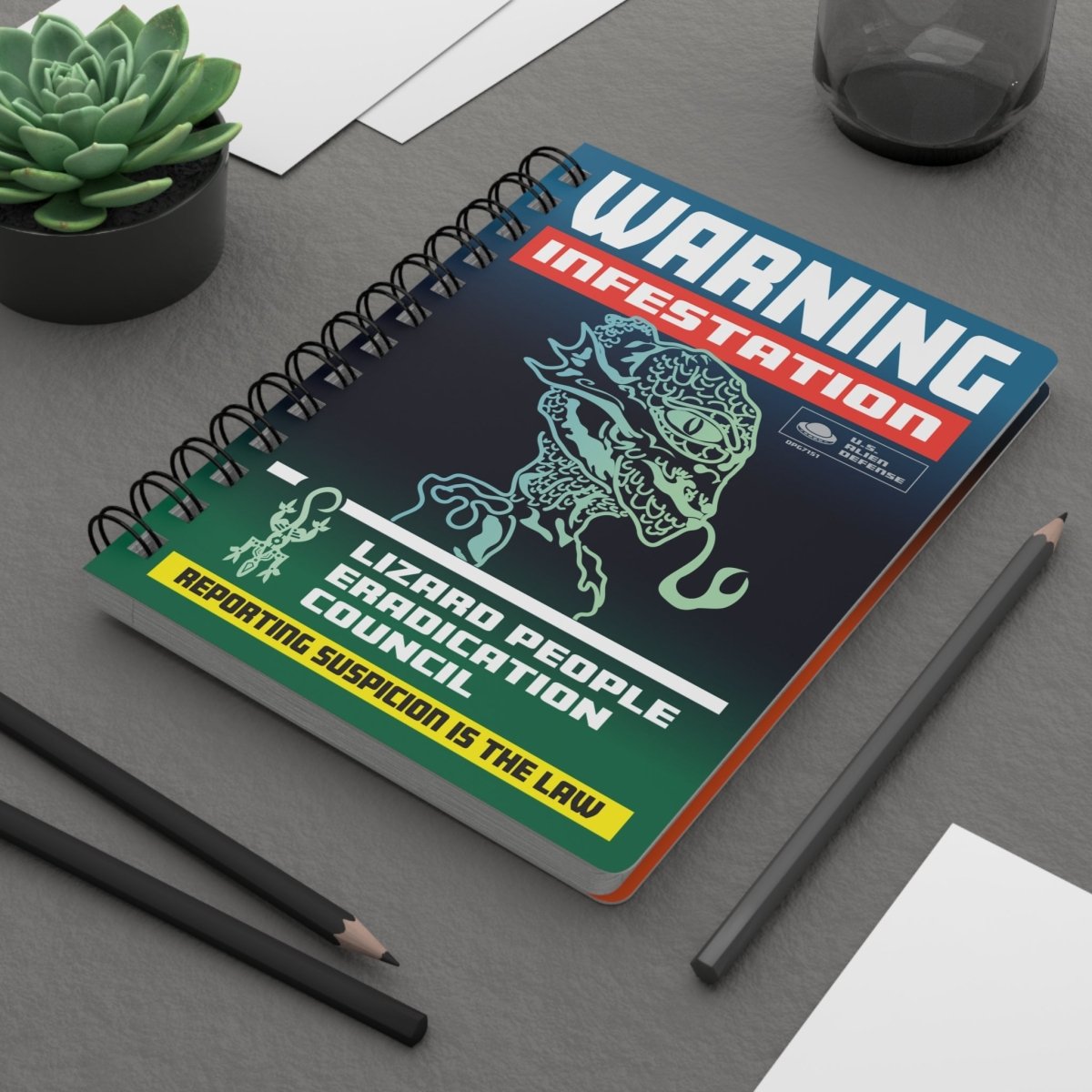 Lizard People Warning Spiral Bound Journal or Notebook