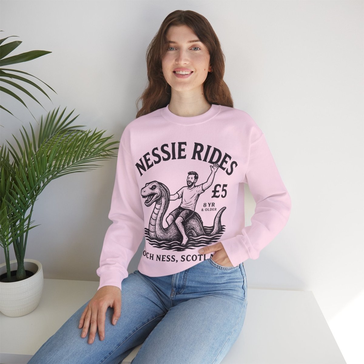 Loch Ness Monster Rides Adventure Man Fleece Sweatshirt, His Scotland Gift