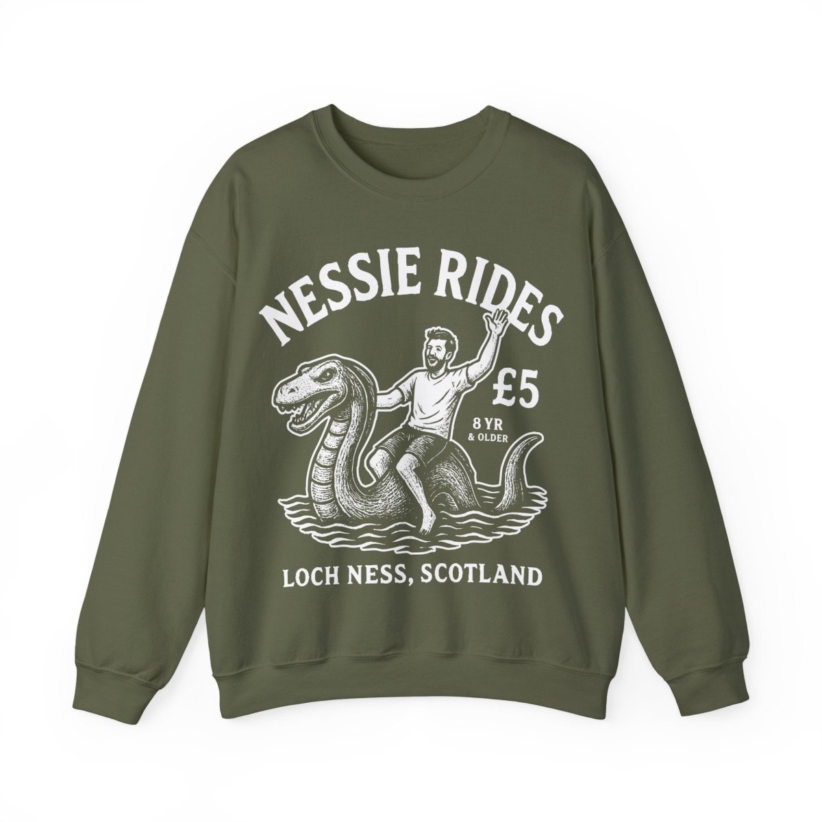 Loch Ness Monster Rides Adventure Man Fleece Sweatshirt, His Scotland Gift