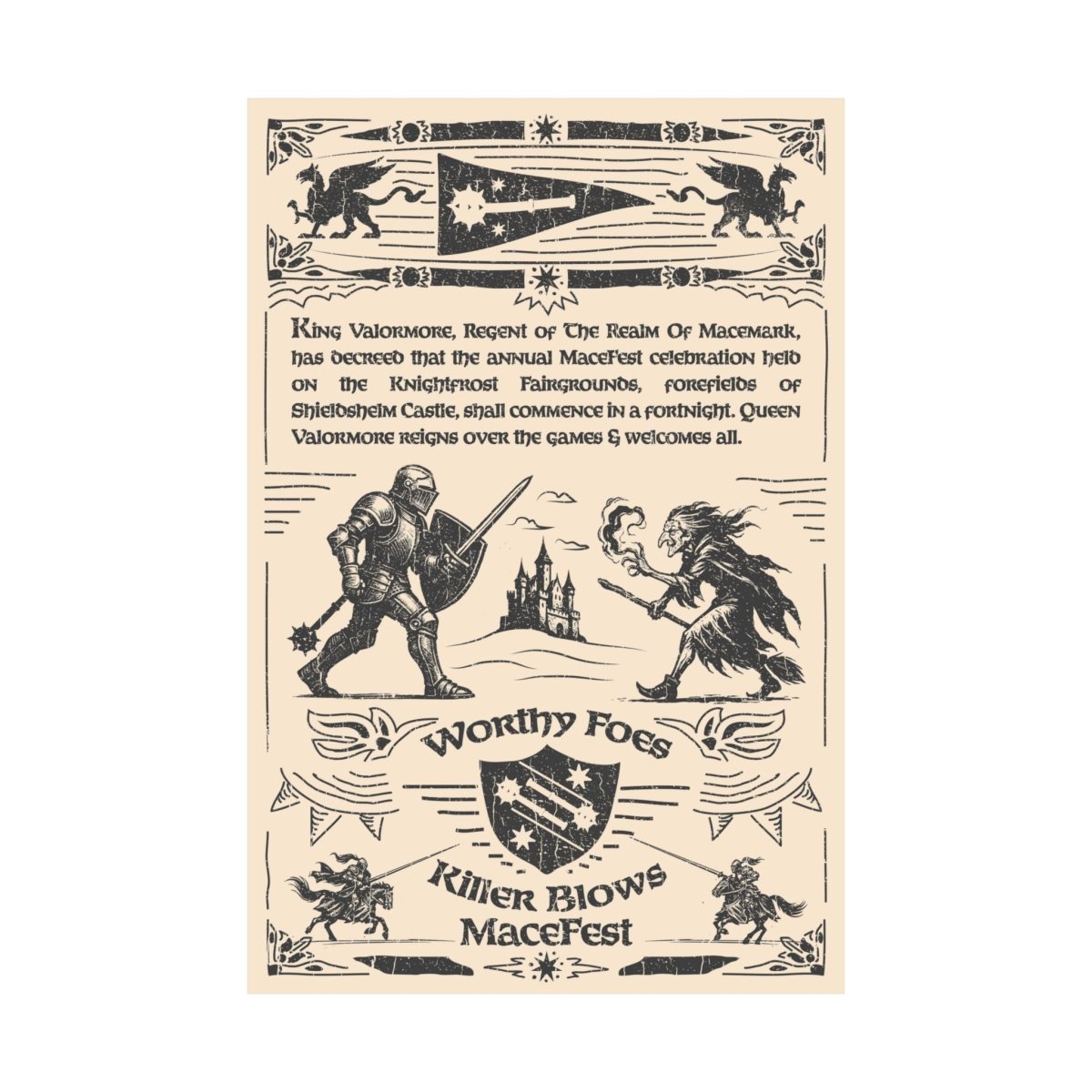 MaceFest Knight Battles Premium Art Print Fairytale