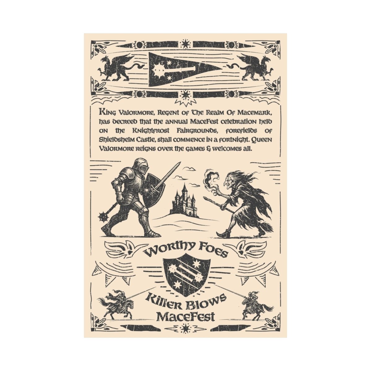 MaceFest Knight Battles Premium Art Print Fairytale