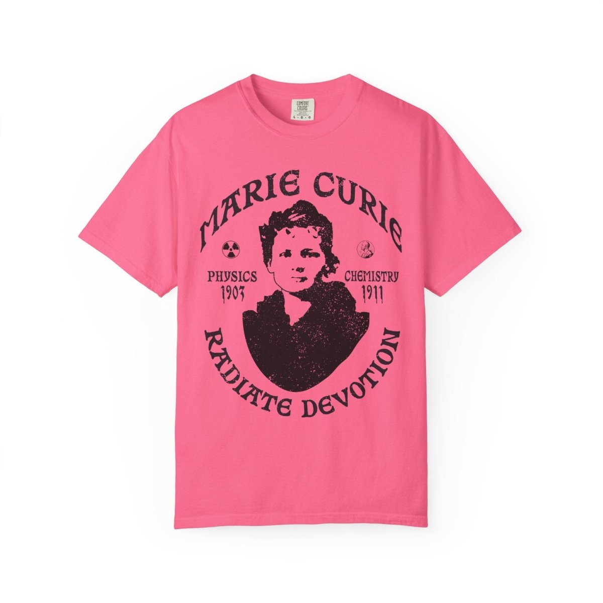 Marie Curie Science and Devotion Comfort Colors Relaxed Fit Heavy Soft Tee, STEM Heroine