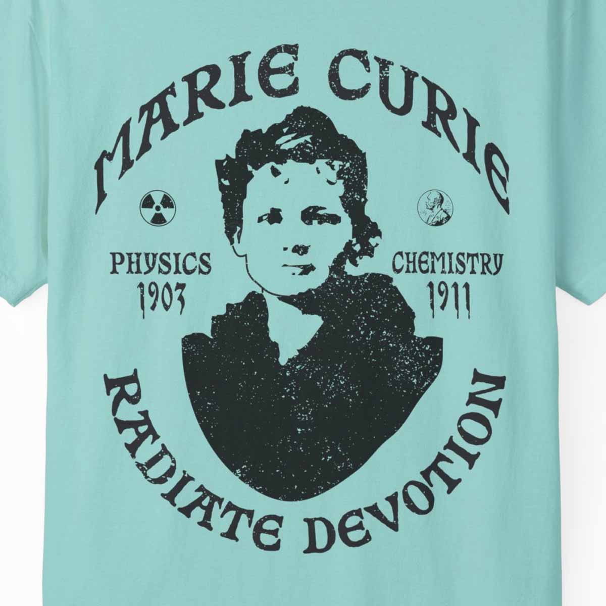 Marie Curie Science and Devotion Comfort Colors Relaxed Fit Heavy Soft Tee, STEM Heroine
