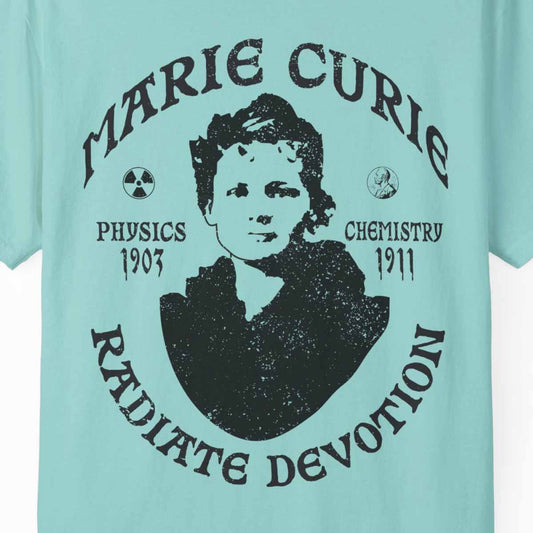 Marie Curie Science and Devotion Comfort Colors Relaxed Fit Heavy Soft Tee, STEM Heroine