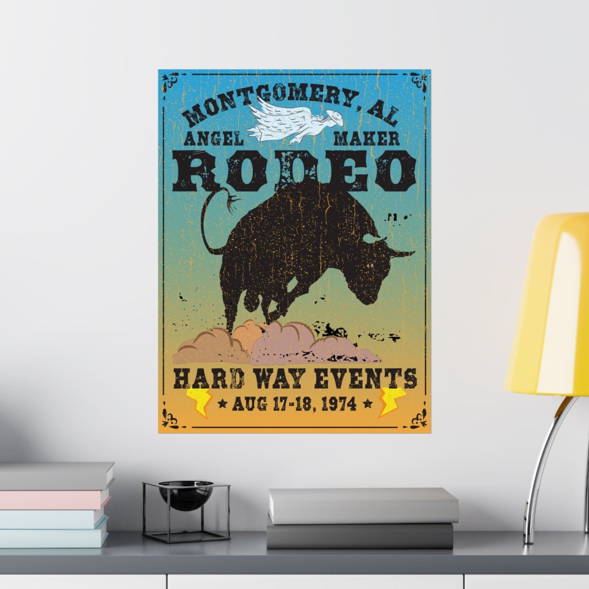 Montgomery Rodeo Premium Art Print, Angel Maker, Hard Way, Bucking Bull Ride